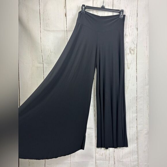 Last Tango Women’s Pants Black Stretch Extra Wide Leg Raw Hem - Picture 11 of 11